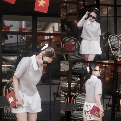 Áo sơ mi công sở dáng croptop cổ sen trẻ trung mix quần hay chân váy đều xinh - May0915