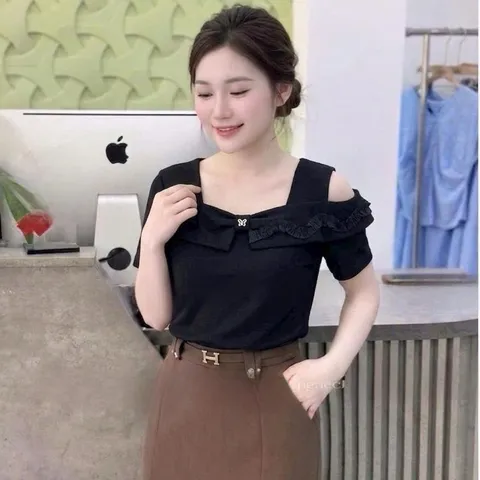 Áo thun cổ điệu hàng QC siêu đẹp, chất cotton mềm mát co giãn - May0915