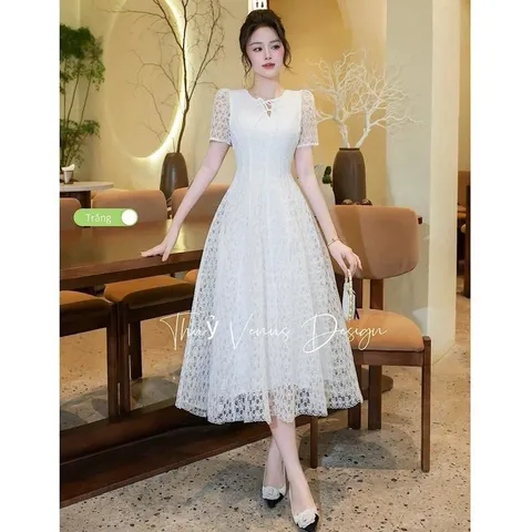 Váy ren sao nhí dáng dài tiếu thư - May0915