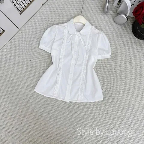 Áo Sơ Mi Nữ Style by Lduong - Thiết Kế Tay Ngắn, Cổ Bẻ- Phong Cách Thời Trang Hiện Đại - May0915