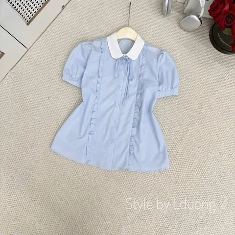 Áo Sơ Mi Nữ Style by Lduong - Thiết Kế Tay Ngắn, Cổ Bẻ- Phong Cách Thời Trang Hiện Đại - May0915