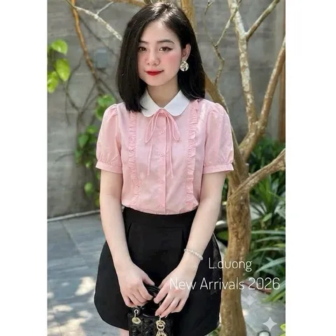 Áo Sơ Mi Nữ Style by Lduong - Thiết Kế Tay Ngắn, Cổ Bẻ- Phong Cách Thời Trang Hiện Đại - May0915