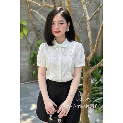 Áo Sơ Mi Nữ Style by Lduong - Thiết Kế Tay Ngắn, Cổ Bẻ- Phong Cách Thời Trang Hiện Đại - May0915
