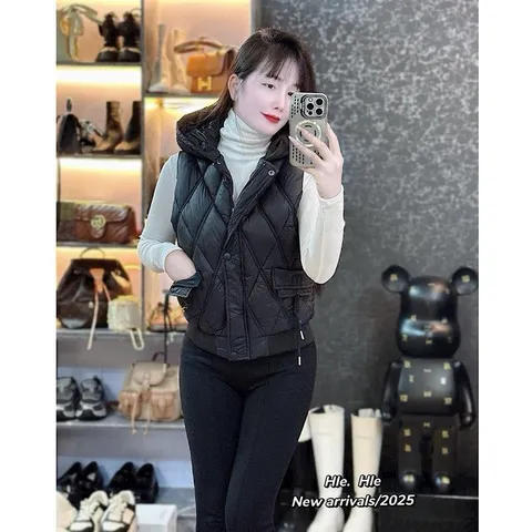 Áo phao gile có mũ bo gấu trẻ trung HLe - May0915