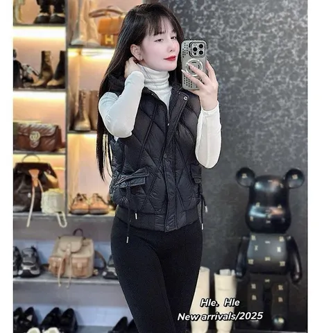 Áo phao gile có mũ bo gấu trẻ trung HLe - May0915