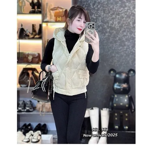 Áo phao gile có mũ bo gấu trẻ trung HLe - May0915