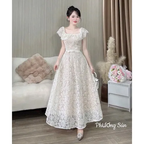 Váy dự tiệc ren trễ vai siêu xinh sang chảnh, váy mặc đi chơi đi cưới đi tiệc xinh suất sắc - May0915