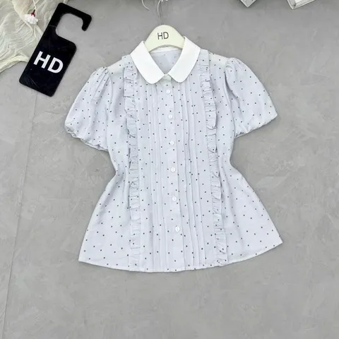 Áo sơmi HD phối cổ sen xinh xắn, tay bồng trẻ trung - May0915