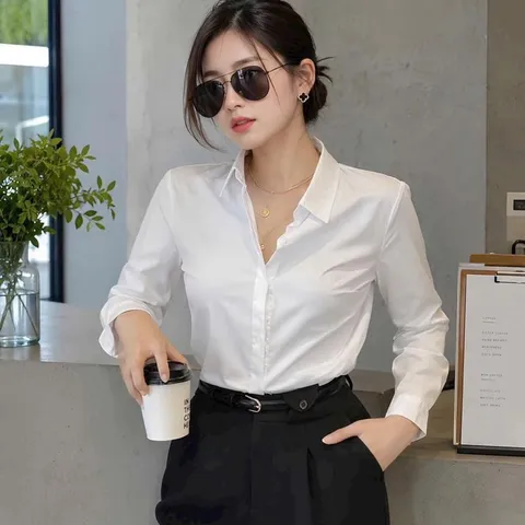 Áo sơ mi trắng dài tay, sơ mi trắng công sở kiểu dáng basic dễ mặc - May0915