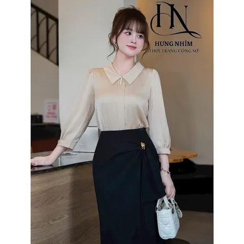 Áo sơ mi tay lỡ cổ bẻ - Thiết kế thanh lịch, phong cách hiện đại - May0915