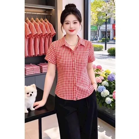 Áo sơ mi cổ bẻ PL form vừa dễ mặc, thiết kế đơn giản trẻ trung thanh lịch - May0915