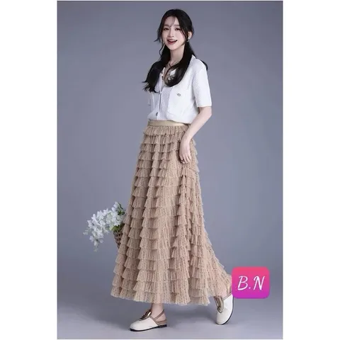 Chân váy voan dáng dài Quảng Châu cao cấp siêu đẹp - May0915