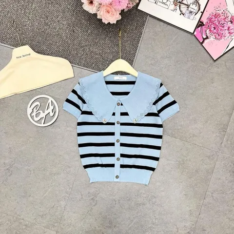 Áo len kẻ mongtoghi cổ sen trẻ trung xinh xắn, áo len Quảng Châu cao cấp chất đẹp - May0915