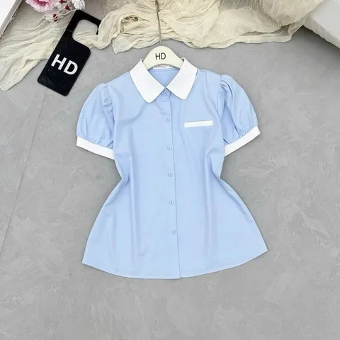 Áo sơ mi công sở HD phối cổ trẻ trung, thiết kế đơn giản dễ mặc - May0915