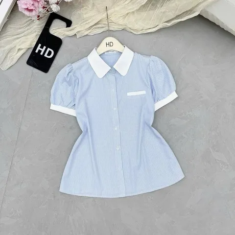 Áo sơ mi công sở HD phối cổ trẻ trung, thiết kế đơn giản dễ mặc - May0915