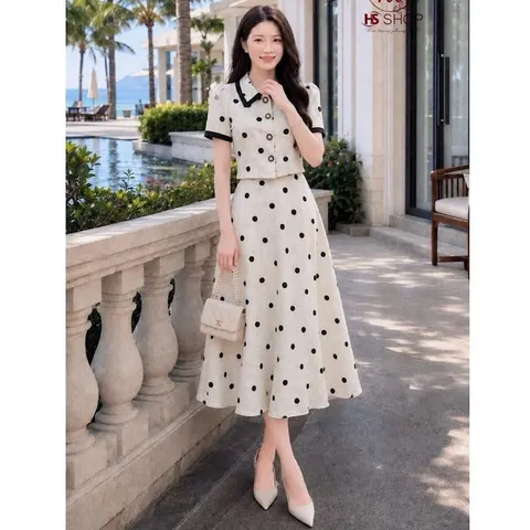 Sét Váy Chấm Bi HS Thiết Kế Sang Trọng Phong Cách Thời Trang Hiện Đại Cho Nữ - May0915