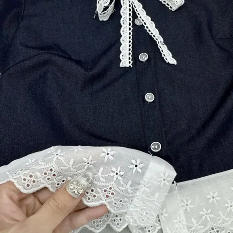 Áo bò giấy phối ren dáng croptop trẻ trung - May0915
