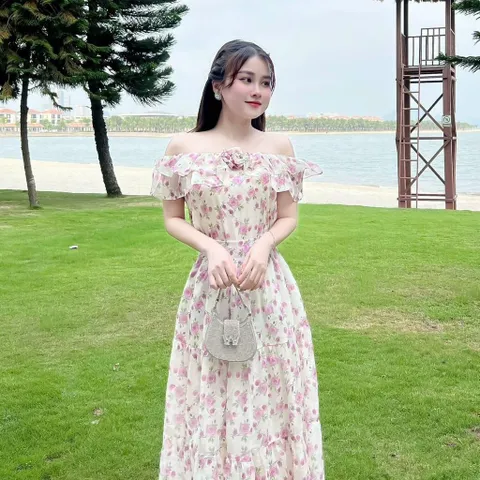 Sét váy hoa trễ vai đi biển, du lịch cực xinh - May0915