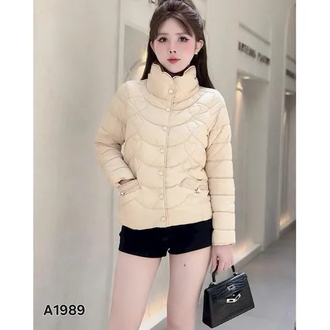 Áo khoác phao siêu nhẹ A1989 cúc bấm không mũ - May0915