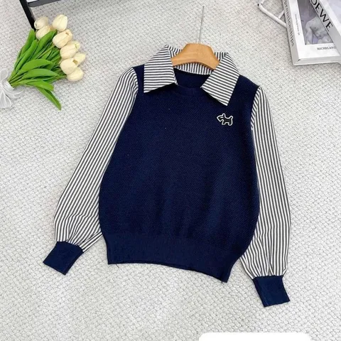 Áo len dài tay phối cổ sơ mi trẻ trung phong cách DP866 - May0915