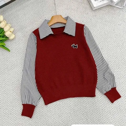 Áo len dài tay phối cổ sơ mi trẻ trung phong cách DP866 - May0915