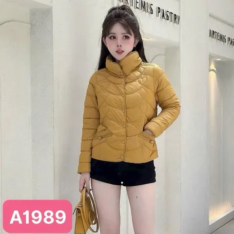 Áo khoác phao siêu nhẹ A1989 cúc bấm không mũ - May0915