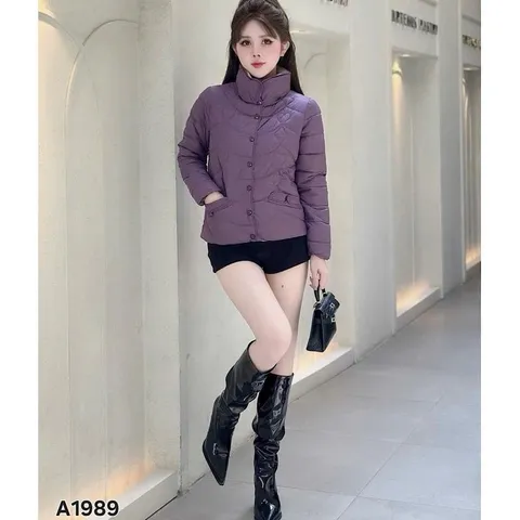 Áo khoác phao siêu nhẹ A1989 cúc bấm không mũ - May0915