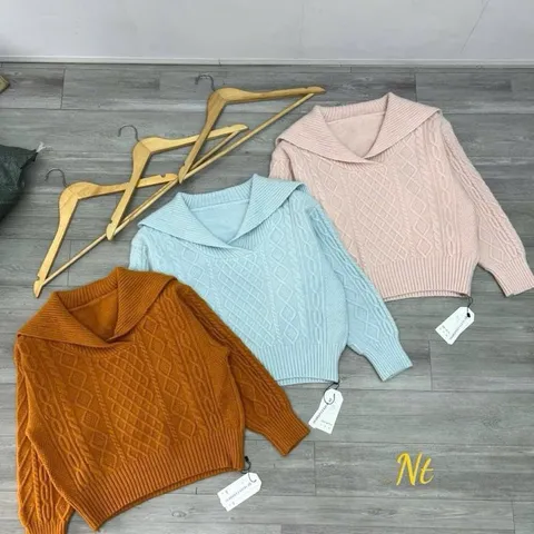 Áo len cổ thuỷ thủ cực xinh mix quần hay chân váy đều đẹp, chất len đanh dày - May0915
