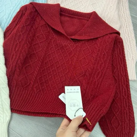 Áo len cổ thuỷ thủ cực xinh mix quần hay chân váy đều đẹp, chất len đanh dày - May0915