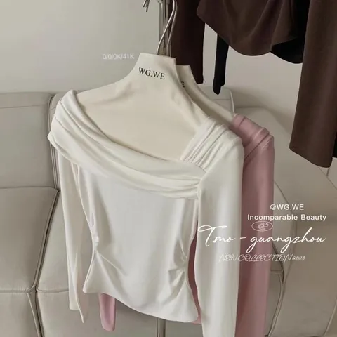 SALE- Áo thun len lệch vai hàng QC siêu mềm, áo mặc được 2 kiểu trễ vai và lệch vai - May0915