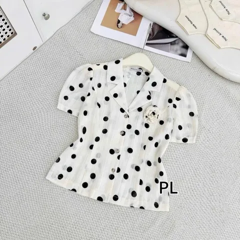 Áo sơ mi công sở cổ vest thanh lịch chất vải mềm mát, Áo PL siêu xinh - May0915