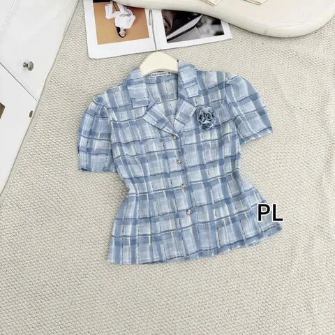 Áo sơ mi công sở cổ vest thanh lịch chất vải mềm mát, Áo PL siêu xinh - May0915