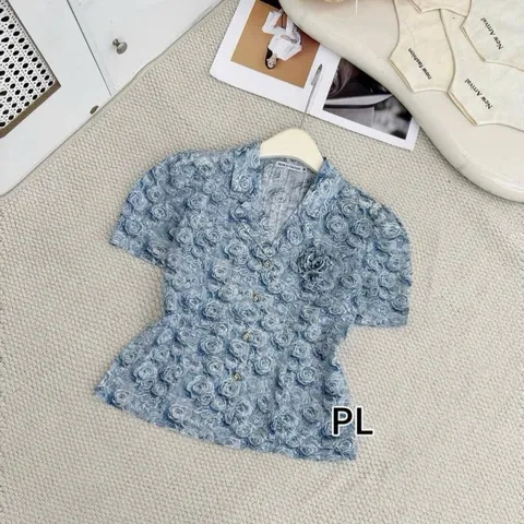 Áo sơ mi công sở cổ vest thanh lịch chất vải mềm mát, Áo PL siêu xinh - May0915