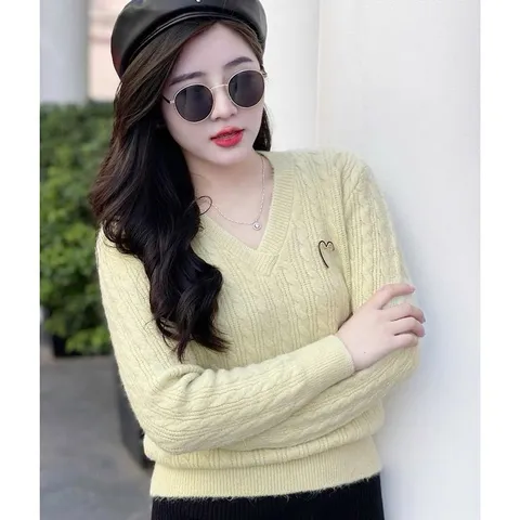 Áo len cổ tim fome basic dễ mặc dễ mix đồ - May0915