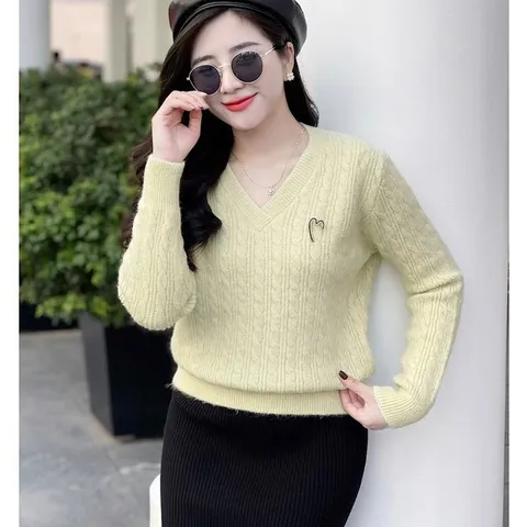 Áo len cổ tim fome basic dễ mặc dễ mix đồ - May0915