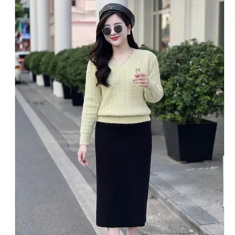 Áo len cổ tim fome basic dễ mặc dễ mix đồ - May0915