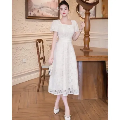 Váy ren dự tiệc, váy công sở ren mềm kèm tag hoa cực sinh - May0915