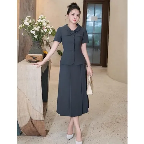 Sét váy công sở áo ký giả kèm chân váy xoè thanh lịch trẻ trung - May0915