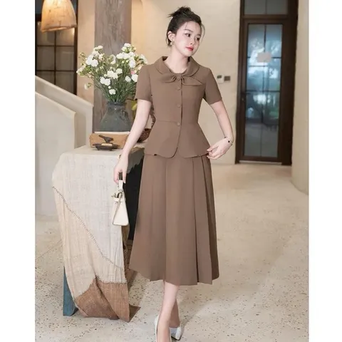 Sét váy công sở áo ký giả kèm chân váy xoè thanh lịch trẻ trung - May0915