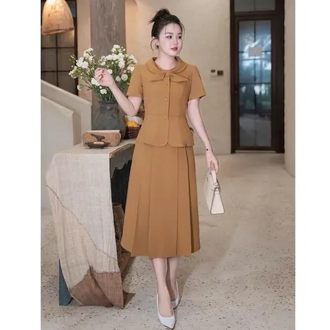 Sét váy công sở áo ký giả kèm chân váy xoè thanh lịch trẻ trung - May0915