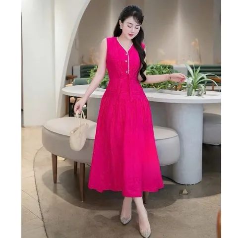 Váy maxi buộc vạt trước kiểu cách mới lạ, chuẩn form dáng, diện là yêu dịu dàng cuốn hút - May0915