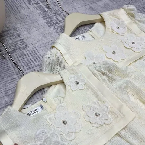 Váy ren mềm 2 lớp siêu đẹp, váy ren cổ thuỷ thủ đính hoa xinh - May0915