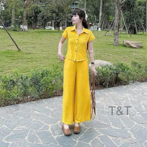 Sét bộ đũi mềm mát, kiểu dáng trẻ trung, quần 2 lớp ko lo lộ mỏng - May0915