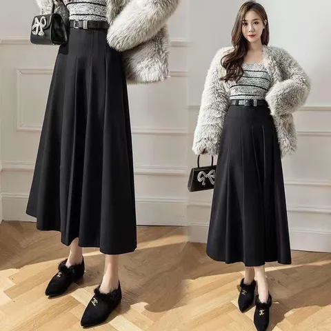Chân váy công sở  chất Dạ mịn kèm đai sang chảnh - May0915