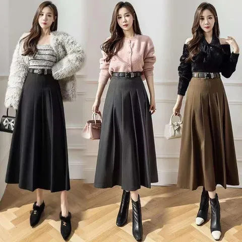 Chân váy công sở  chất Dạ mịn kèm đai sang chảnh - May0915