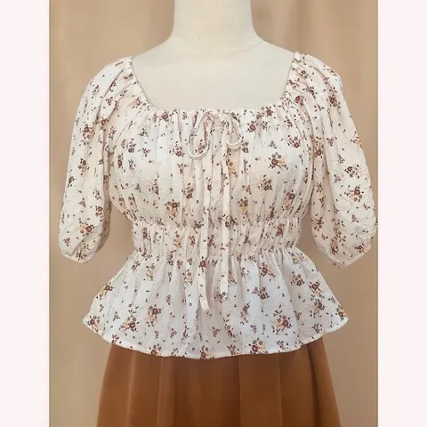 Sét váy hoa nhí tiểu thư, áo mặc được 2 kiểu trễ vai và cổ tròn - Mây Boutique