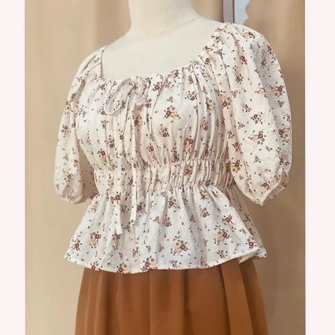 Sét váy hoa nhí tiểu thư, áo mặc được 2 kiểu trễ vai và cổ tròn - Mây Boutique