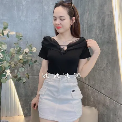 Áo thun trễ vai cotton mềm mát