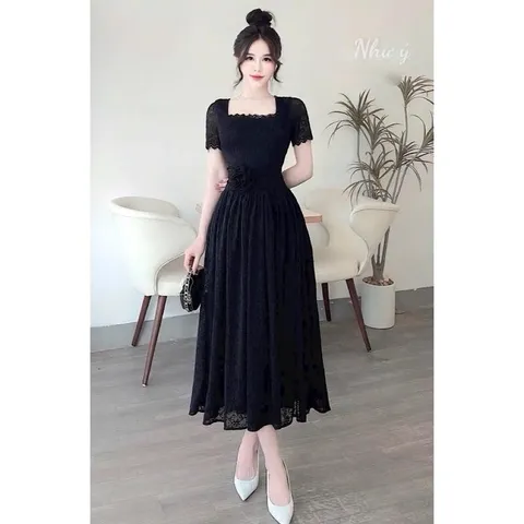 Váy dự tiệc ren hoa eo tôn dáng sang chảnh - May0915