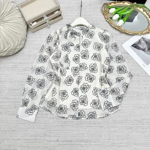 Áo sơ mi công sở hoạ tiết cổ nơ lệch - May0915